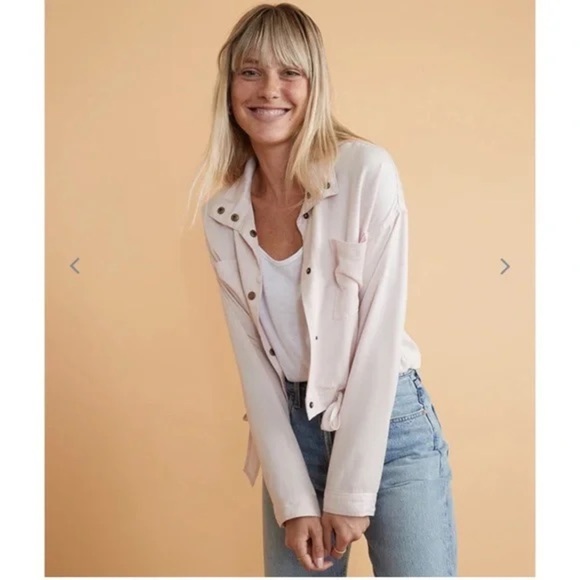 Marine Layer Jacket Women's Size Small Rosewater Pink Oslo Crop Tie Waist Boxy - Picture 3 of 13